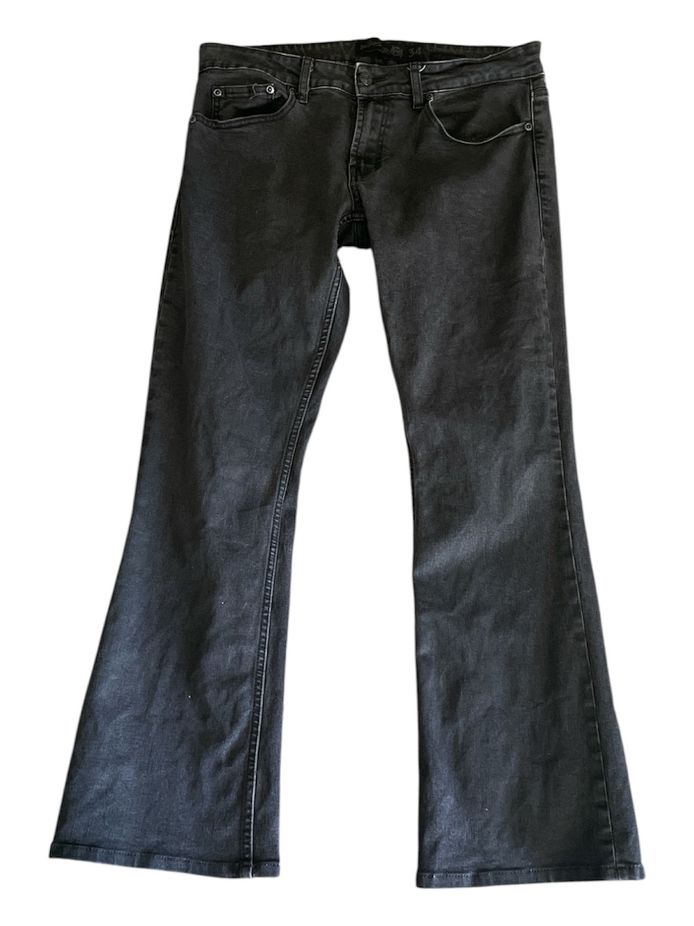 Wornstar Men’s Hellraiser CK faded Black Denim Flare Jeans